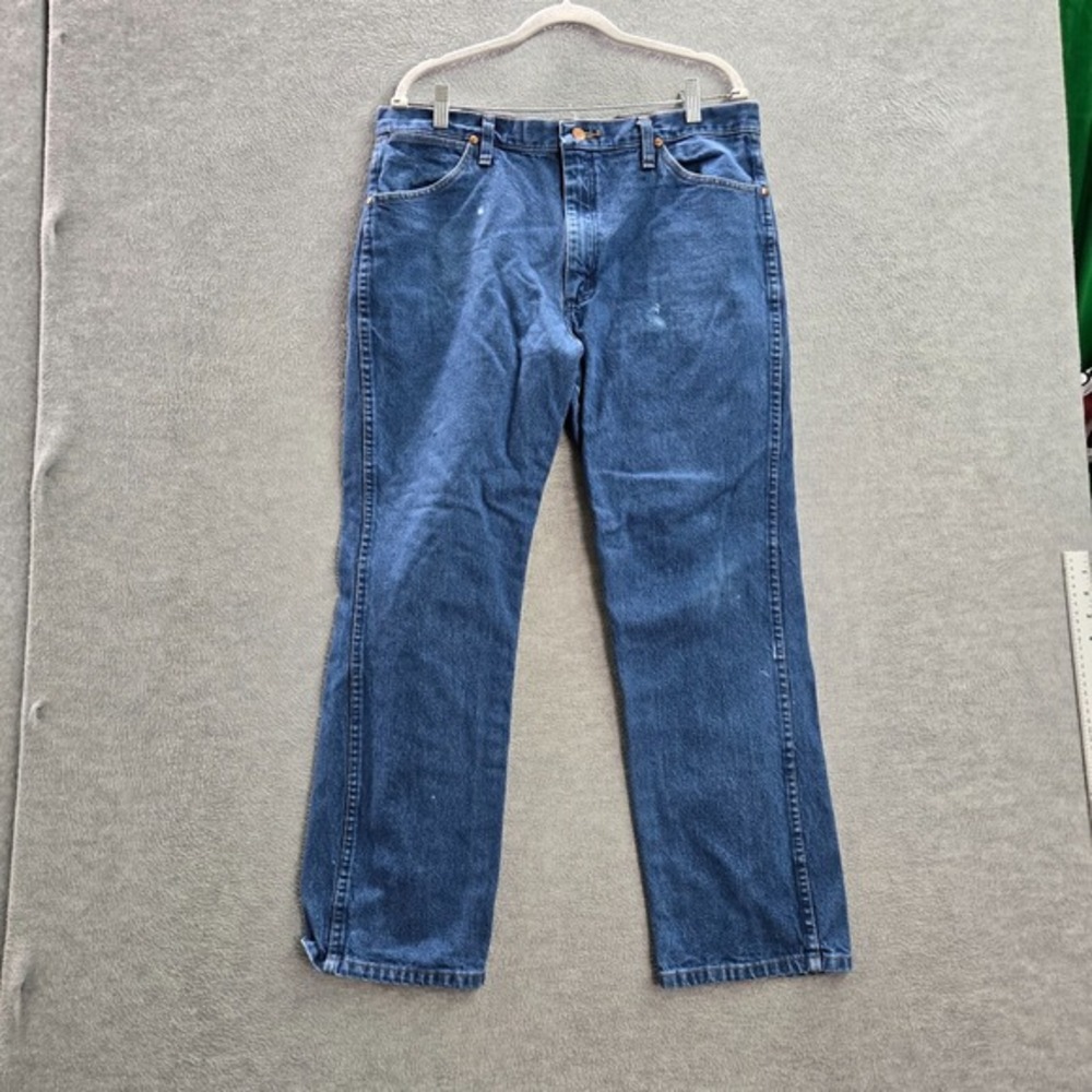 Wrangler Men Jeans 36x30 Blue‎ Denim Cowboy Cut Slim Fit Bootcut Mid Rise 936PWD